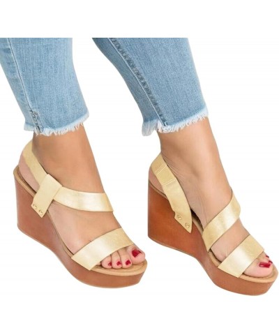 Wedge Sandals for Women Dressy Summer Leather Ankle Straps Slip-on Open Toe Beach Fashion Sandals Women's Casual Comfortable ...