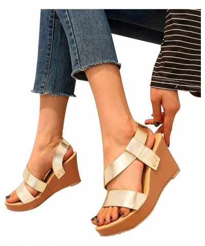 Wedge Sandals for Women Dressy Summer Leather Ankle Straps Slip-on Open Toe Beach Fashion Sandals Women's Casual Comfortable ...