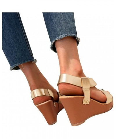 Wedge Sandals for Women Dressy Summer Leather Ankle Straps Slip-on Open Toe Beach Fashion Sandals Women's Casual Comfortable ...