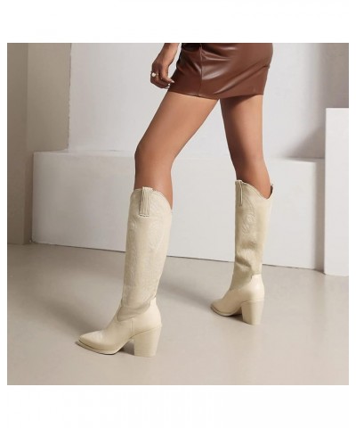 Classic Cowboy Boots for Women White Cowgirl Boots 29 Beige $27.59 Boots