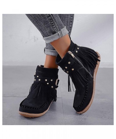 Womens Ankle Boots Black Western Ankle Boot for Sprained Ankle Short Booties for Women Low Heel Wide Width Women Boot Booties...