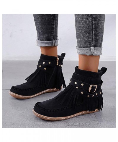 Womens Ankle Boots Black Western Ankle Boot for Sprained Ankle Short Booties for Women Low Heel Wide Width Women Boot Booties...