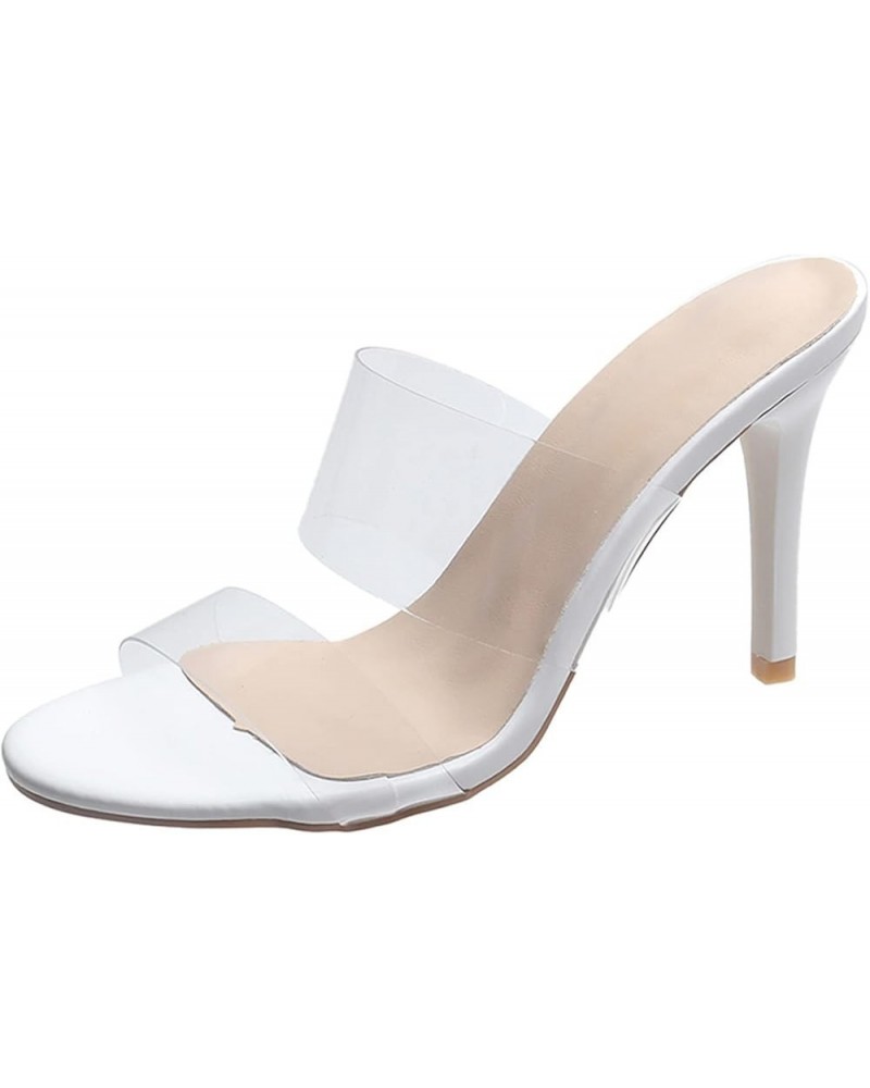 Slingback Slip On Slipper, Women's Platform Chunky High Heel Sandals Ankle Strap Open Toe Heeled Shoes for Party Z 02-white $...