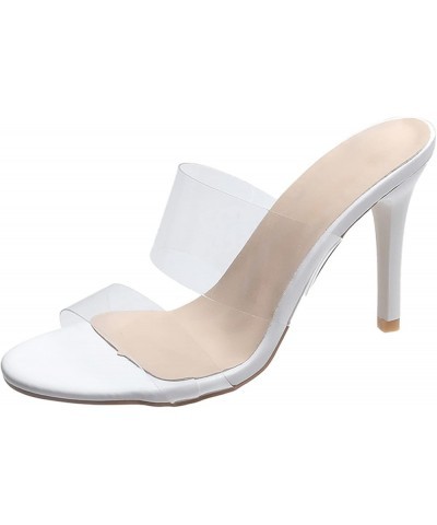 Slingback Slip On Slipper, Women's Platform Chunky High Heel Sandals Ankle Strap Open Toe Heeled Shoes for Party Z 02-white $...