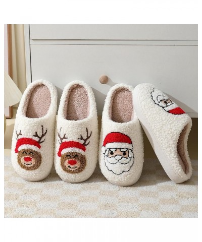 Christmas Reindeer Slippers for Women & Men,Cozy Santa Claus,Gingerbread Man,Christmas Tree Slippers Slides,Plush Warm Fluffy...