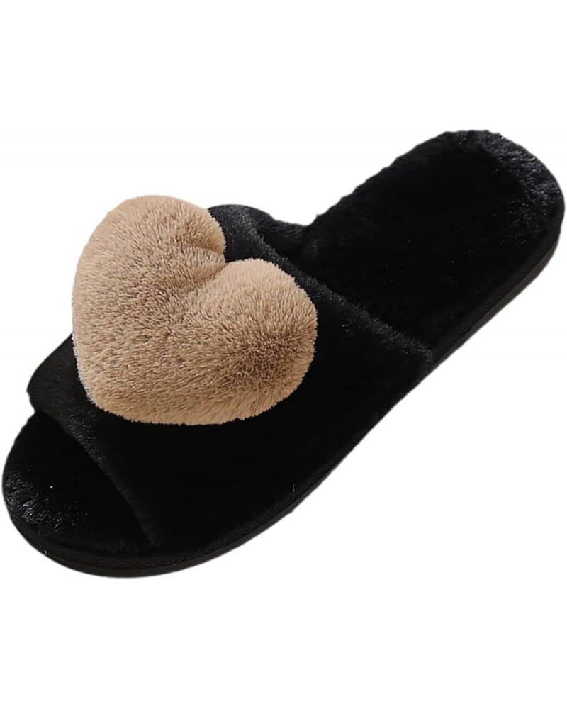 New Foreign Trade Woolen Plush Warm Love Slippers For Autumn And Winter Warm Slippers Women Brown $10.19 Fashion Sneakers