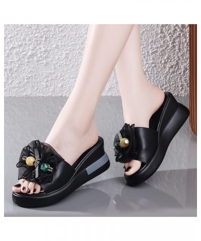 Non Slip Quick Drying Sandals for Women Fashion Summer Women Sandals Wedge Heel Platform Lightweight Ribbon Bow Open Toe Sand...