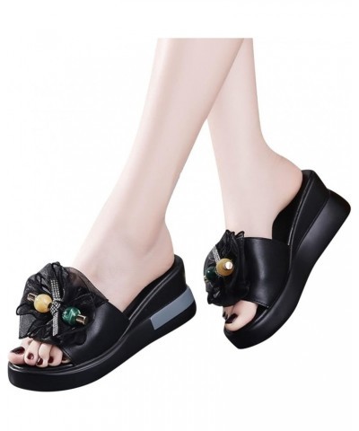 Non Slip Quick Drying Sandals for Women Fashion Summer Women Sandals Wedge Heel Platform Lightweight Ribbon Bow Open Toe Sand...