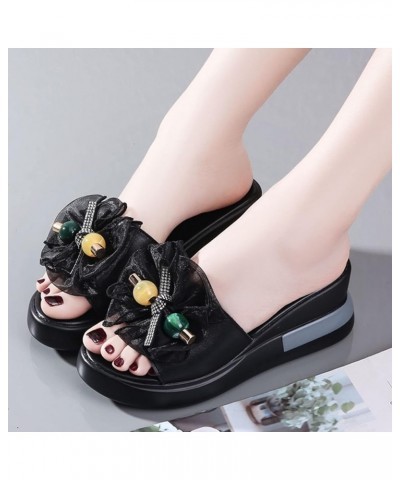 Non Slip Quick Drying Sandals for Women Fashion Summer Women Sandals Wedge Heel Platform Lightweight Ribbon Bow Open Toe Sand...