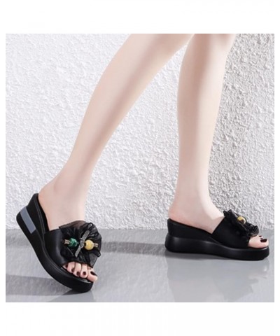 Non Slip Quick Drying Sandals for Women Fashion Summer Women Sandals Wedge Heel Platform Lightweight Ribbon Bow Open Toe Sand...