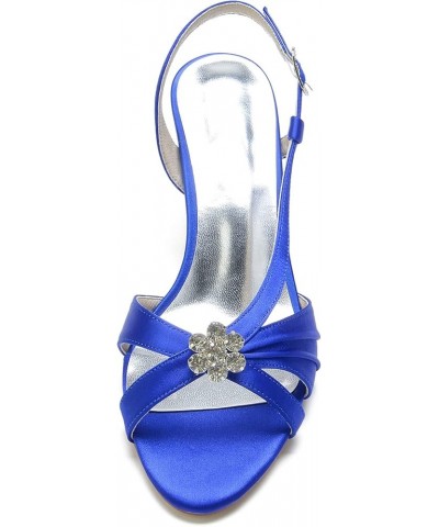 Women's Rhinestone Mid Heel Wedding Shoes for Bride Peep Toe Dress Pumps with Ankle Strap Bridal Shoes Royal Blue $34.83 Pumps