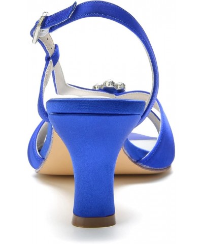 Women's Rhinestone Mid Heel Wedding Shoes for Bride Peep Toe Dress Pumps with Ankle Strap Bridal Shoes Royal Blue $34.83 Pumps