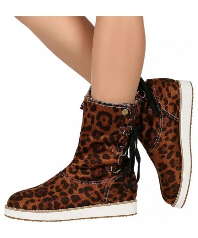 Women's Suede Boots,Winter Comfortable Outdoor Anti-Slip Flat Short Ankle Booties Retro Slouchy Combat Boots Leopard $17.34 B...