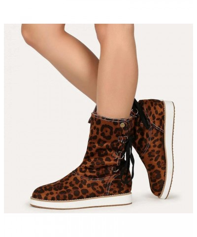 Women's Suede Boots,Winter Comfortable Outdoor Anti-Slip Flat Short Ankle Booties Retro Slouchy Combat Boots Leopard $17.34 B...