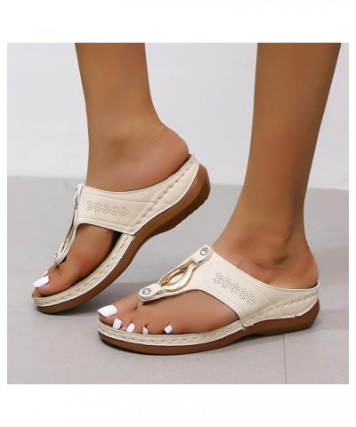 Strappy Flat Sandals for Women Size 5 Women's Summer Sandals 2023 Platform Wedges Open Toe Thong Flip-Flops Sandals Beige 11 ...