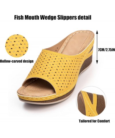 Wedge Sandals for Women Hollow Out Slip On, Wedge Sandals for Women Casual Summer Platform Open Toe Roman Sandal Casual Vinta...