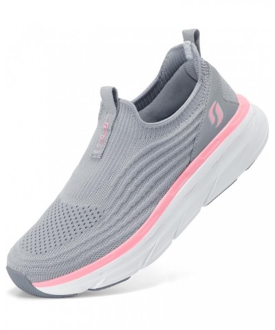 Walking Shoes Women Slip on Sneakers with Arch Support Memory Foam Dark Grey Pink $23.95 Athletic Shoes