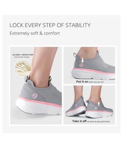 Walking Shoes Women Slip on Sneakers with Arch Support Memory Foam Dark Grey Pink $23.95 Athletic Shoes