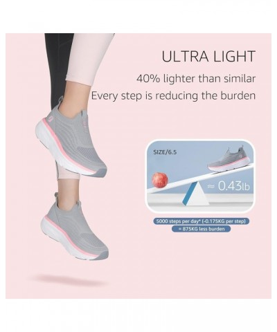 Walking Shoes Women Slip on Sneakers with Arch Support Memory Foam Dark Grey Pink $23.95 Athletic Shoes