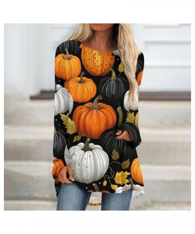 Tops for Women 2023 Round Neck Long Sleeve Outfits Fall and Winter Halloween Print Pullover Tops Dressy Sweatshirt 4-yellow $...