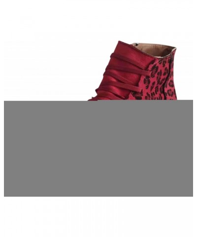 Cowboy Boots for Women,Low Heel Ankle V Cutout Slip On Boots Autumn Warm Stacked Chunky Heel Short Boots $11.26 Boots