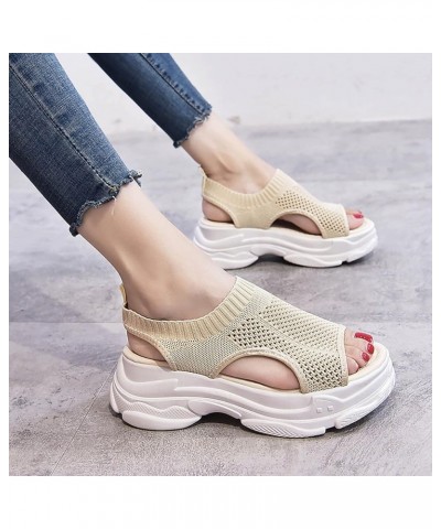 Womens Walking Sandals, Platform Sandals for Women Women's Slip On Mesh Walking Shoes Summer Slip-On Sandals Orthopedic Platf...