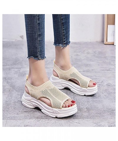 Womens Walking Sandals, Platform Sandals for Women Women's Slip On Mesh Walking Shoes Summer Slip-On Sandals Orthopedic Platf...