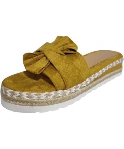 Platform Sandals Women Dressy, Sandals Women Comfortable Bow Tie Open Toe Slip-on Sandals Summer Beach Slippers Yellow $13.55...