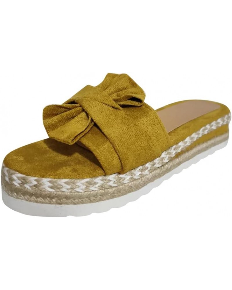 Platform Sandals Women Dressy, Sandals Women Comfortable Bow Tie Open Toe Slip-on Sandals Summer Beach Slippers Yellow $13.55...