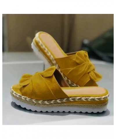 Platform Sandals Women Dressy, Sandals Women Comfortable Bow Tie Open Toe Slip-on Sandals Summer Beach Slippers Yellow $13.55...