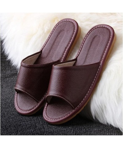 Leather Slippers Unisex, Comfy Premium Summer Sandals，Open Toes Indoor Slippers Leather Sandals Casual House Shoes Bedroom Sl...