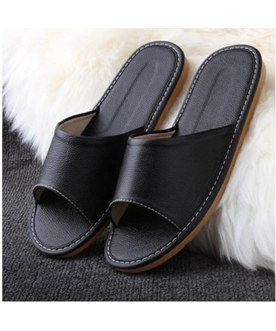 Leather Slippers Unisex, Comfy Premium Summer Sandals，Open Toes Indoor Slippers Leather Sandals Casual House Shoes Bedroom Sl...