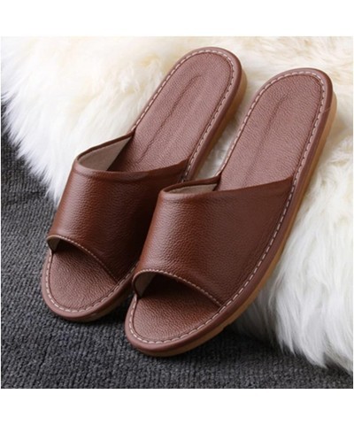 Leather Slippers Unisex, Comfy Premium Summer Sandals，Open Toes Indoor Slippers Leather Sandals Casual House Shoes Bedroom Sl...