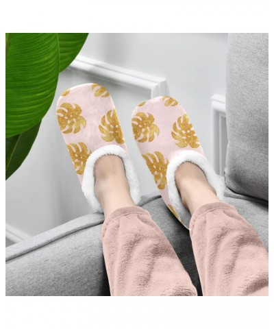 Unisex Slippers Summer Tropical Palm Leaves Coral Fleece Slippers Socks Indoor Cozy Fuzzy Feet Slippers House Slippers Size M...