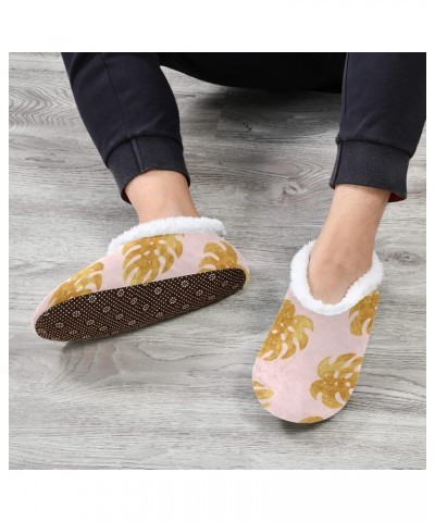 Unisex Slippers Summer Tropical Palm Leaves Coral Fleece Slippers Socks Indoor Cozy Fuzzy Feet Slippers House Slippers Size M...