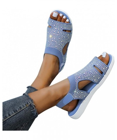 Womens Arch Support Soft Cushion Flip Flops Thong T-Strap Sandal Two Strap Casual Lace Up Shoes Sandals 113-hyems-e-blue $12....