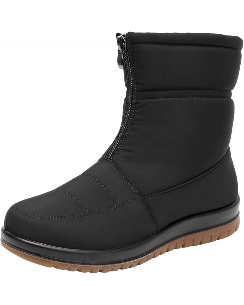 Boots Women Mid Calf Boots Flat Womens Snow Winter Boots Ankle Booties for Women With Heel Black 6 $17.81 Boots