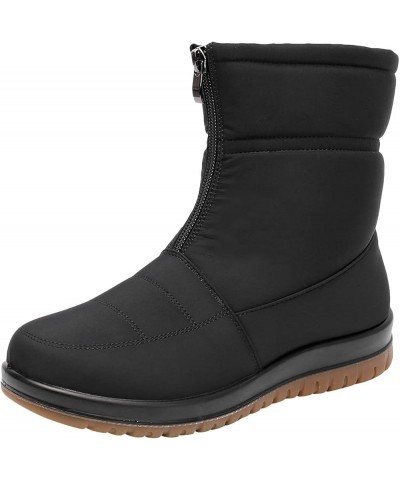 Boots Women Mid Calf Boots Flat Womens Snow Winter Boots Ankle Booties for Women With Heel Black 6 $17.81 Boots