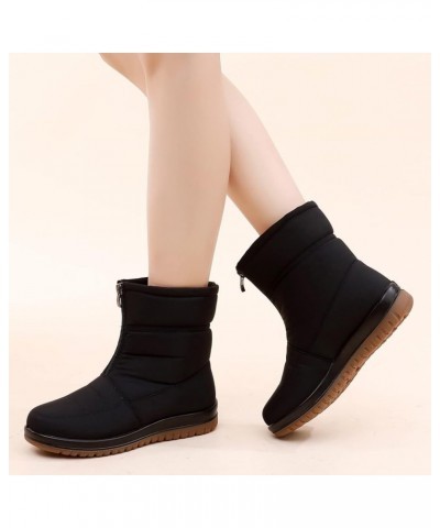 Boots Women Mid Calf Boots Flat Womens Snow Winter Boots Ankle Booties for Women With Heel Black 6 $17.81 Boots