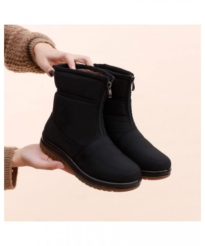 Boots Women Mid Calf Boots Flat Womens Snow Winter Boots Ankle Booties for Women With Heel Black 6 $17.81 Boots