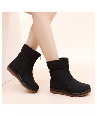 Boots Women Mid Calf Boots Flat Womens Snow Winter Boots Ankle Booties for Women With Heel Black 6 $17.81 Boots