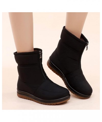 Boots Women Mid Calf Boots Flat Womens Snow Winter Boots Ankle Booties for Women With Heel Black 6 $17.81 Boots