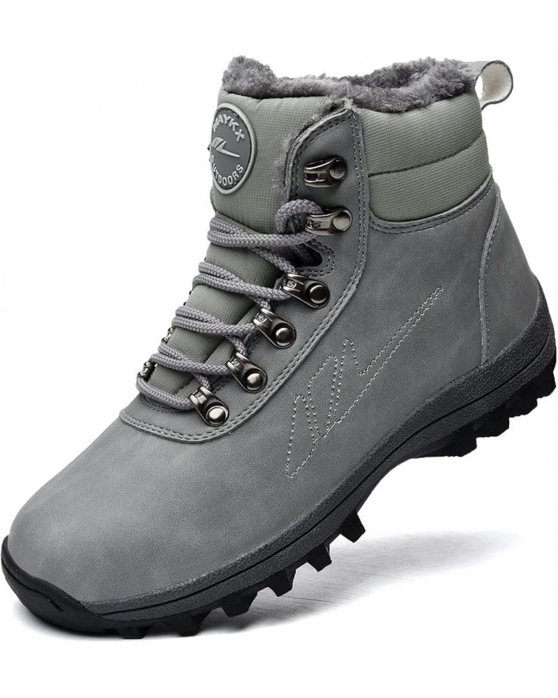 Mens Womens Winter Snow Boots Hiking Climping Booties Warm Waterproof Fur Lined Non Slip Leather Ankle US 4-14.5 Grey $29.57 ...