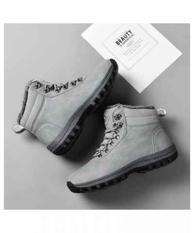 Mens Womens Winter Snow Boots Hiking Climping Booties Warm Waterproof Fur Lined Non Slip Leather Ankle US 4-14.5 Grey $29.57 ...