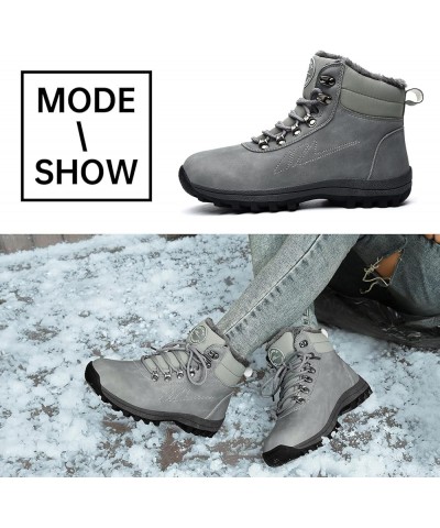 Mens Womens Winter Snow Boots Hiking Climping Booties Warm Waterproof Fur Lined Non Slip Leather Ankle US 4-14.5 Grey $29.57 ...