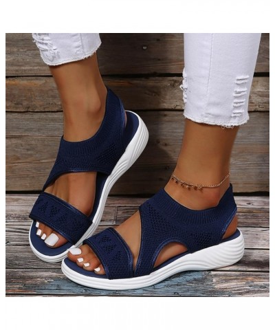 Summer Sandals for Women 2024, Wedge Sandals for Women Comfortable Fashion Open Toe Mesh Casual Walking Flat Sandals Black $1...