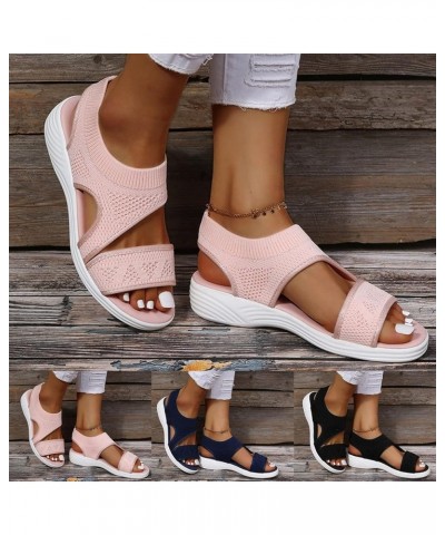 Summer Sandals for Women 2024, Wedge Sandals for Women Comfortable Fashion Open Toe Mesh Casual Walking Flat Sandals Black $1...