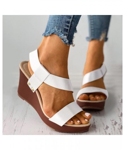 Platform Slippers Rose Gold Wedges For Women Platform Sandals Women Wide Feet Sandals Women Gold Heeled Sanda White-5 $9.88 O...