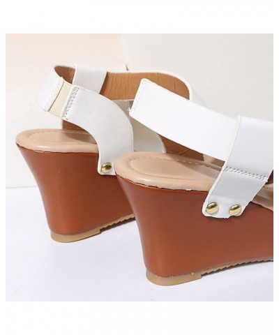 Platform Slippers Rose Gold Wedges For Women Platform Sandals Women Wide Feet Sandals Women Gold Heeled Sanda White-5 $9.88 O...