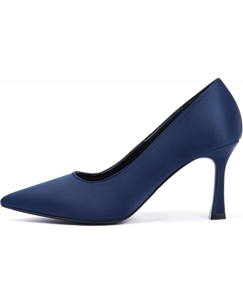 High Heels Pumps for Women Closed Toe Stillettos Heel Sexy Pointy Party Prom Dress Pump Shoes Navy Blue $23.46 Pumps